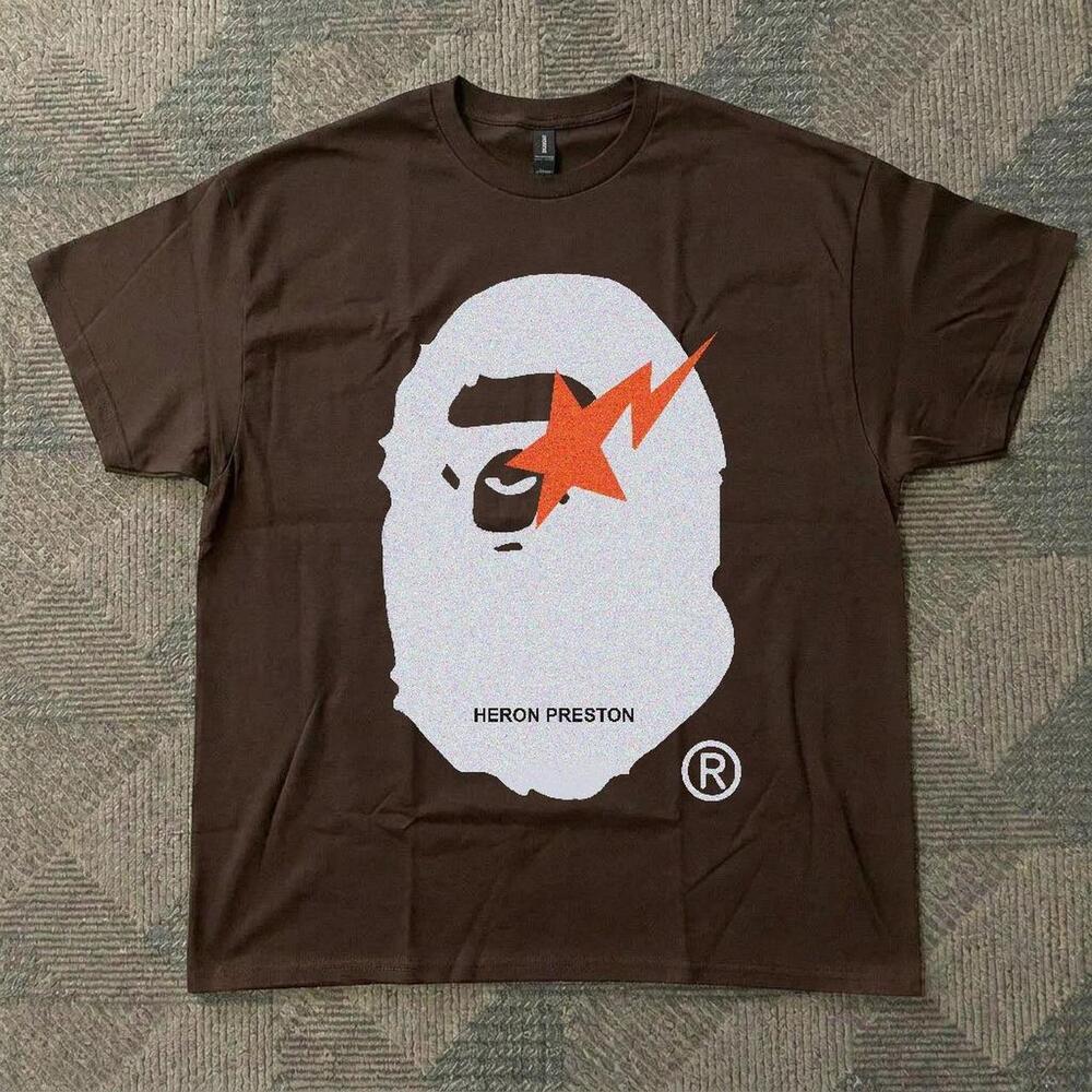 Brown Bape X Heron Preston Cotton Tee